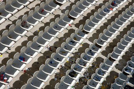 Empty plastic seats in sports competition stadium in Athens