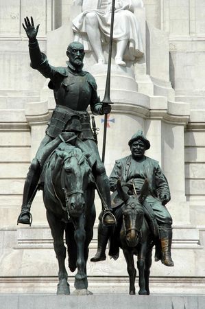 Spain Square in Madrid - Don Quijote and Sancho Panza (Spain)の写真素材