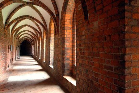 Arched cloister in a monastery (Denmark)の写真素材