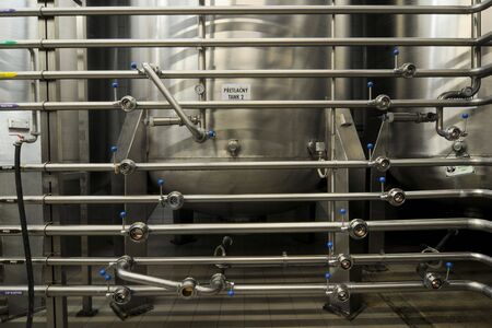 Stainless steel reservoirs for beerの写真素材