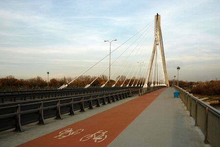 Bridge on Vistula river in Warsaw (Poland)の写真素材