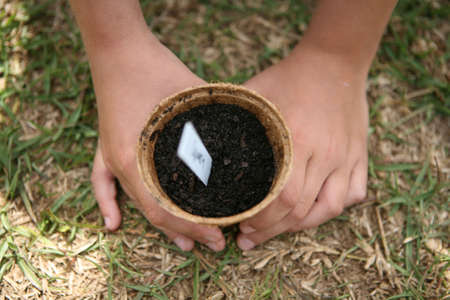 Child holding planter