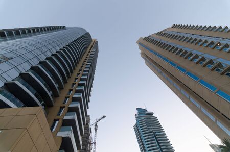 dubai tecom glass buildings middle east architectureの写真素材