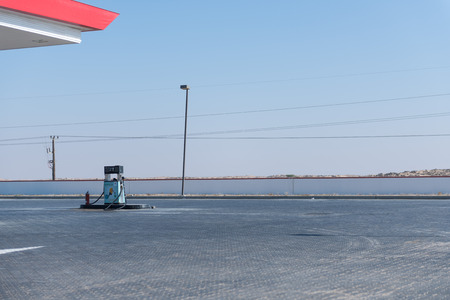 Empty fuel station and single pump in the middle eastの写真素材
