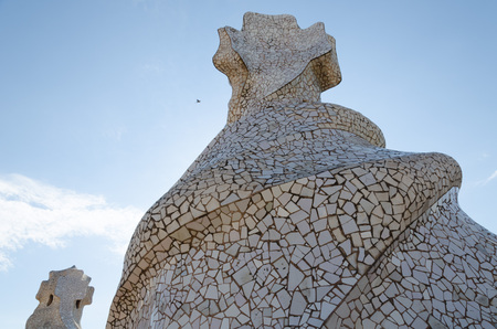 Spain, Barcelona Casa Mila, 03152015, Antoni Gaudi art at Casa Mila, La Pedreraのeditorial素材