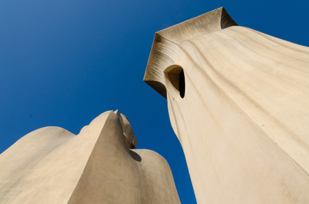 Spain, Barcelona Casa Mila, 03152015, Antoni Gaudi art at Casa Mila, La Pedreraのeditorial素材