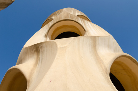 Spain, Barcelona Casa Mila, 03152015, Antoni Gaudi art at Casa Mila, La Pedreraのeditorial素材