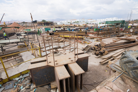 Aqaba, Jordan, 10/10/2015, Welding construction work at the Aqaba new portのeditorial素材