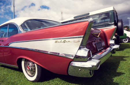 England, Morecambe, 08/16/2016,Retro vintage chevrolet car automobile,  Vintage by the sea weekend...