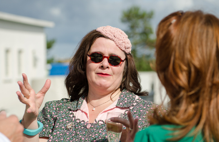 london, England, 05/05/2017, A stylish retro vintage fashionable group of women, in a Best dressed award at a vintage event..のeditorial素材
