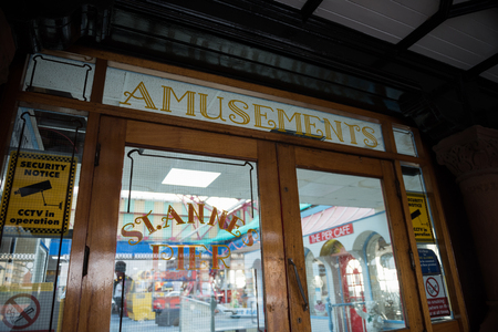 stannes, Lancashire, 05/05/2018 St annes victorian pier in lancashire. Old vintage seaside architecture. amusement arcade front.のeditorial素材