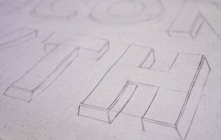 retro letters and typography graphics.の写真素材