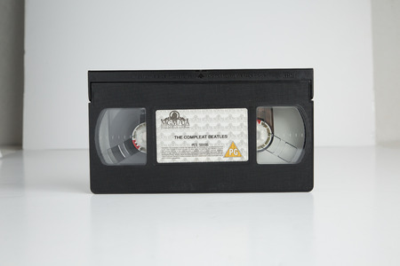 london, england, 05/05/2018 The Beatles Old retro vhs tape  isolated on a white background. nostalgic 1980s music video.のeditorial素材