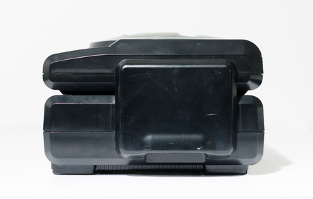 london, england, 05/05/2018 Sega megadrive 16 bit and Sega Mega Cd Console. very rare mega cd drive attachment onto the original games console. Retro arcade gaming.のeditorial素材