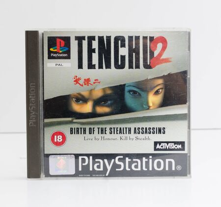london, england, 07/05/2018 An original sony playstation tench 2 video game from 1994. PS1 retro...