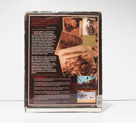 london, england, 05/05/2018 Retro vintage commodore amiga, cbm arcade video game classic red baron in a big box rare format. collectors nostalgic 8 bit computer game.のeditorial素材