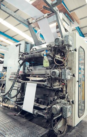 london, england, 29/03/2020 A toilet paper making machine, producing toilet and bathroom paper rolls...