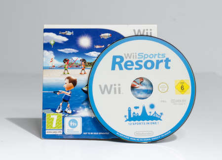 london, england 05/052019 Nintendo wii , wii sports resort bundle cardboard disc edition, isolated...