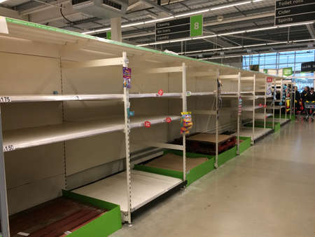 london, englnad, 17/03/2020 panic buying due to coronavirus and lockdown isolation, leaves...