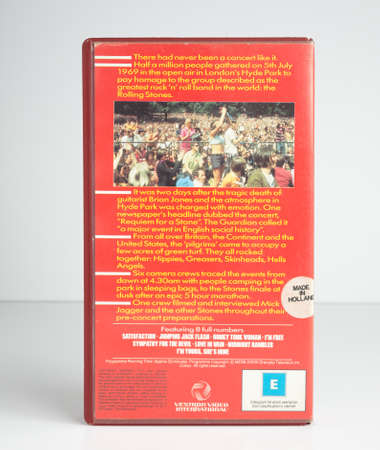 london, england, 05/05/2018 the rolling stones in the park live Old retro vhs tape  isolated on a...