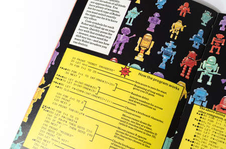 london, engand, 05/05/2019 A retro vintage computer space games usborne computer game coding manual,...