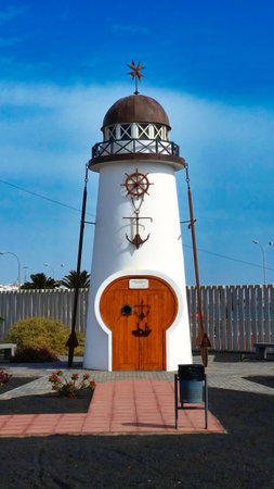 Old lighthouse in the town of Ponta Delgada, Portugalの写真素材