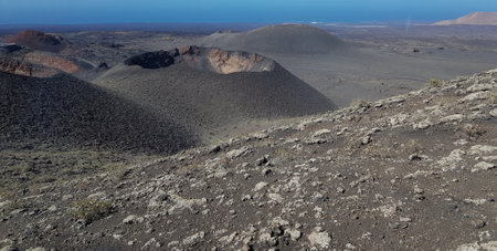 Volcanic landscape in Lanzarote, Canary Islands, Spainの写真素材