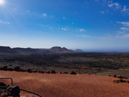 Desert in Timanfaya National Park, Lanzarote, Canary Islands, Spainの写真素材