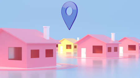 3D Map of City with navigator pin locator. Navigation, location route, travel and tourism planning...