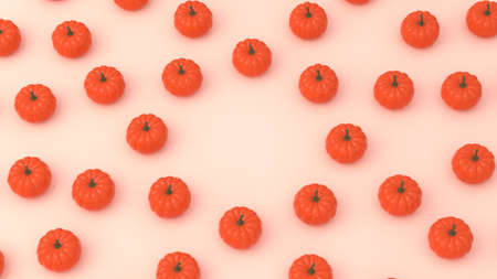 Modern pumpkins pattern isolated on pastel yellow background with Halloween pumpkin with copy space...