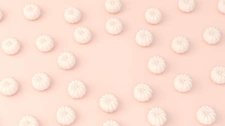 Modern pumpkins pattern isolated on pastel pink backgroundwith with white Halloween pumpkin with...