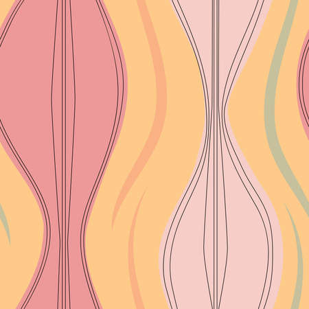 Mid-century Coral and gold curvy shapesのイラスト素材