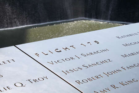 9 11 South Tower Memorial at ground zero in down town New Yorkのeditorial素材