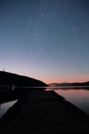 Night sky over the lake