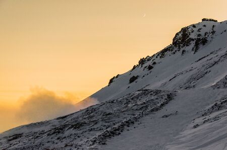 Magical sunset by the hot riverの写真素材