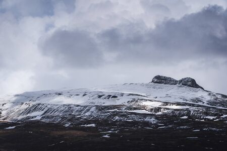 White fjord peak in Icelandの写真素材