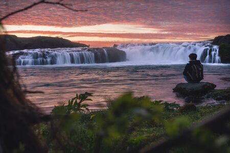 Midnight sunset in summer Iceland June 2018の写真素材