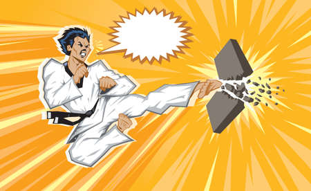 Wild jumping side kick.のイラスト素材