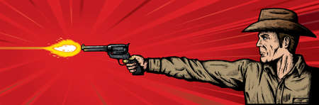 Gunslinger. flash is on separate layer and can be removed.のイラスト素材