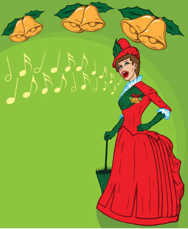 French belle singing christmas songs.のイラスト素材