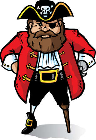 Cartoon Pirate Captain looking very angry. Part of a series.のイラスト素材