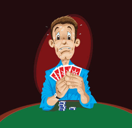 Scared Poker Player のイラスト素材