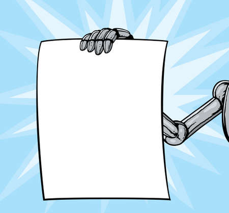 Robot hand holding flyerのイラスト素材