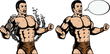 Strongman breaking chains のイラスト素材