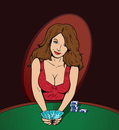 Sexy Poker Player, distracting you with her sensuality.のイラスト素材
