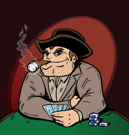 Cowboy playing poker, playing to win!のイラスト素材