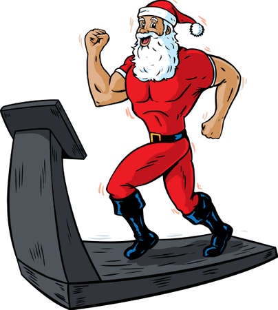 Santa on a treadmill	のイラスト素材