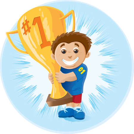 Proud Kid who won first placeのイラスト素材