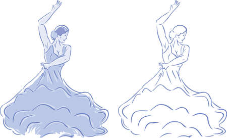 Two versions of a stylized Flamenco dancerのイラスト素材
