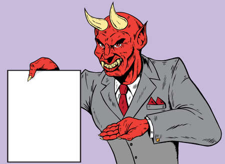 Devil showing the contract for your signatureのイラスト素材